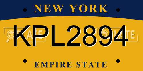 KPL2894 New York License Plate