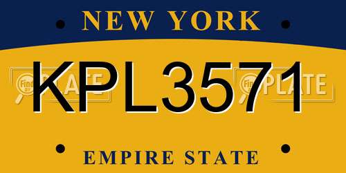 KPL3571 New York License Plate