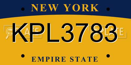 KPL3783 New York License Plate