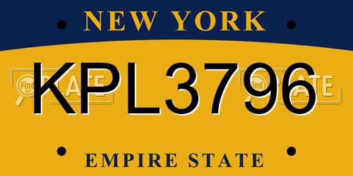 KPL3796 New York License Plate
