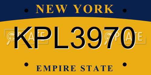KPL3970 New York License Plate