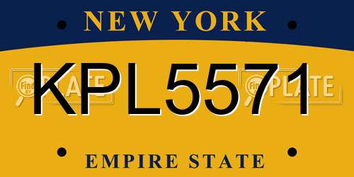 KPL5571 New York License Plate