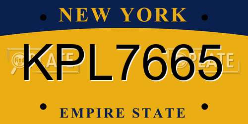 KPL7665 New York License Plate