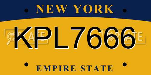 KPL7666 New York License Plate