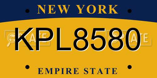 KPL8580 New York License Plate