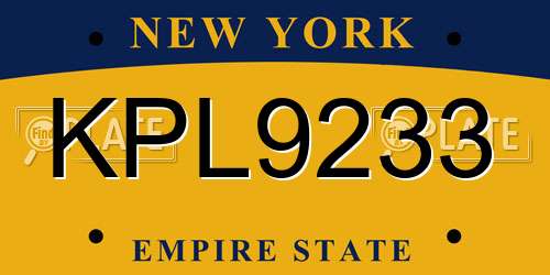KPL9233 New York License Plate