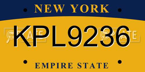 KPL9236 New York License Plate