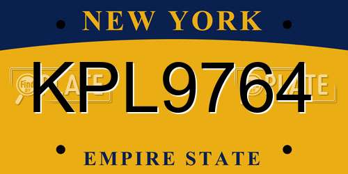KPL9764 New York License Plate