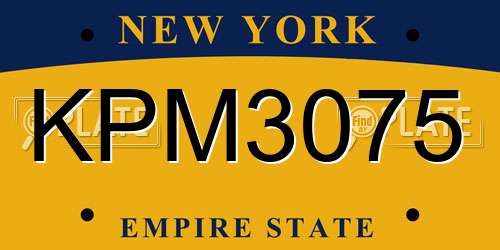 KPM3075 New York License Plate