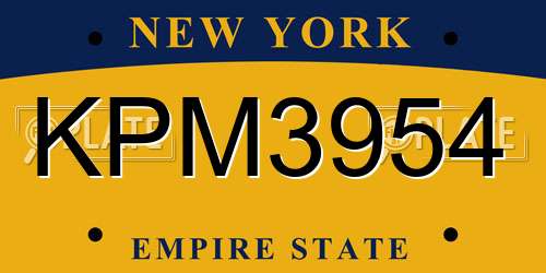 KPM3954 New York License Plate