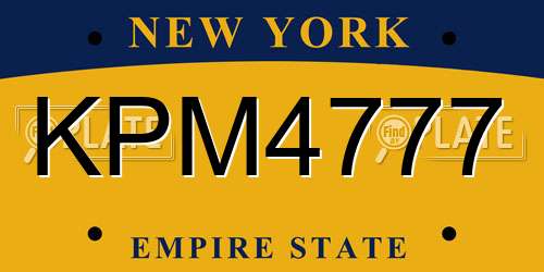 KPM4777 New York License Plate
