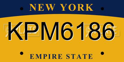 KPM6186 New York License Plate