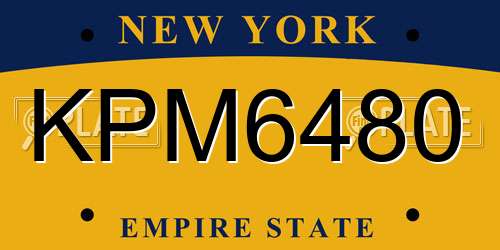 KPM6480 New York License Plate