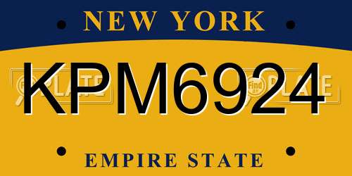 KPM6924 New York License Plate