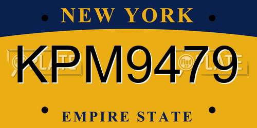 KPM9479 New York License Plate