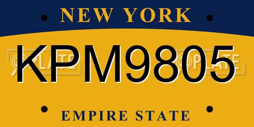 KPM9805 New York License Plate