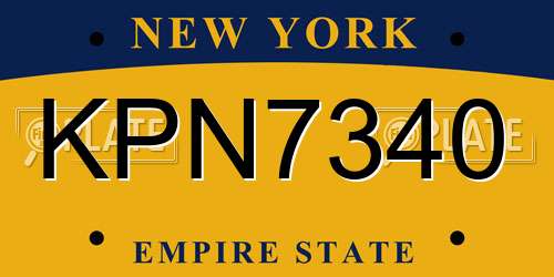 KPN7340 New York License Plate