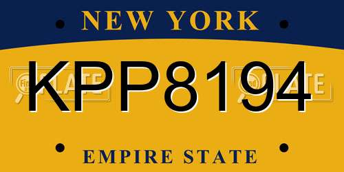 KPP8194 New York License Plate