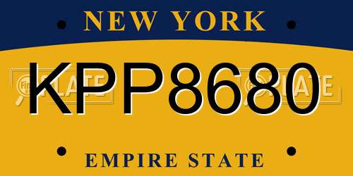 KPP8680 New York License Plate