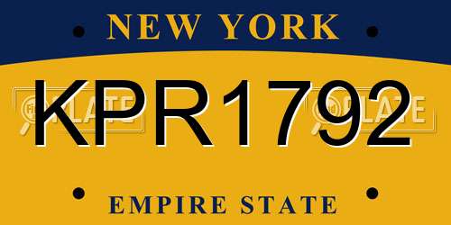 KPR1792 New York License Plate
