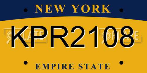 KPR2108 New York License Plate