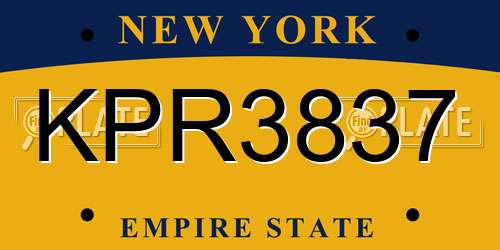 KPR3837 New York License Plate