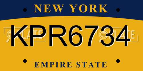 KPR6734 New York License Plate