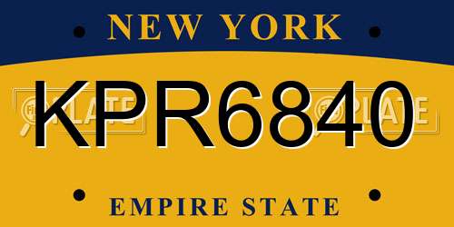 KPR6840 New York License Plate
