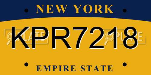 KPR7218 New York License Plate