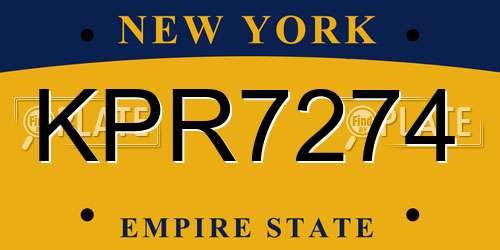 KPR7274 New York License Plate