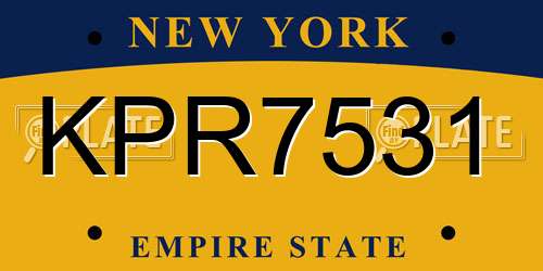 KPR7531 New York License Plate