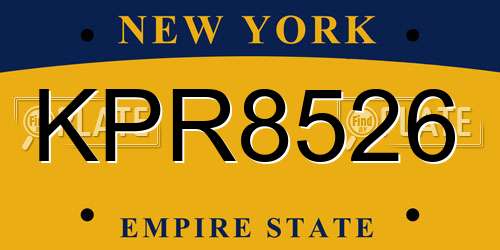 KPR8526 New York License Plate