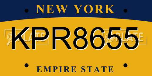 KPR8655 New York License Plate