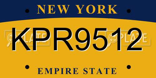 KPR9512 New York License Plate