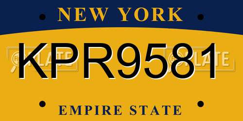 KPR9581 New York License Plate
