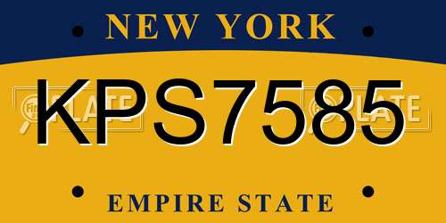KPS7585 New York License Plate