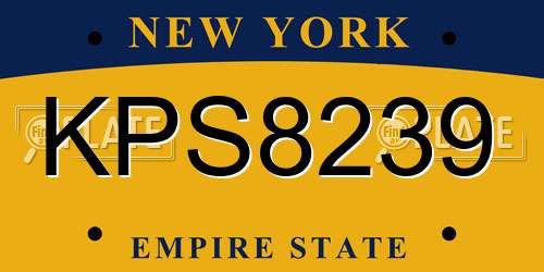 KPS8239 New York License Plate