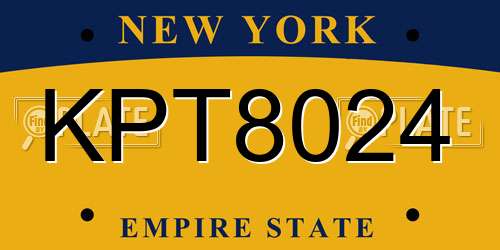 KPT8024 New York License Plate