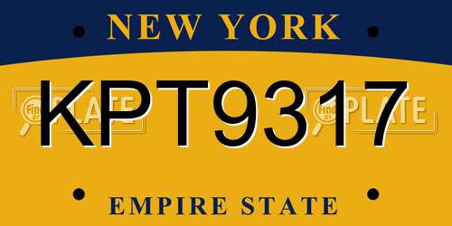 KPT9317 New York License Plate