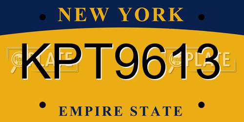 KPT9613 New York License Plate