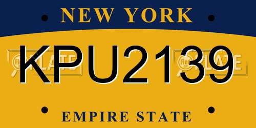 KPU2139 New York License Plate