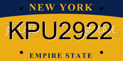 KPU2922 New York License Plate