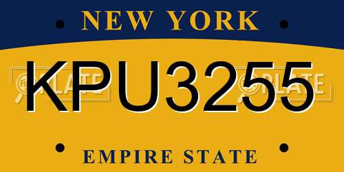 KPU3255 New York License Plate