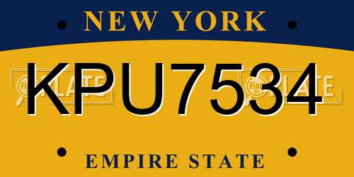KPU7534 New York License Plate