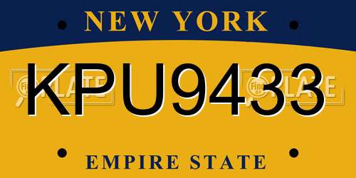KPU9433 New York License Plate