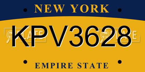 KPV3628 New York License Plate
