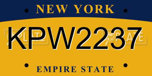 KPW2237 New York License Plate