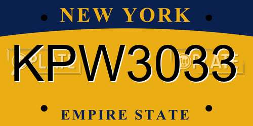 KPW3033 New York License Plate