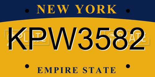 KPW3582 New York License Plate