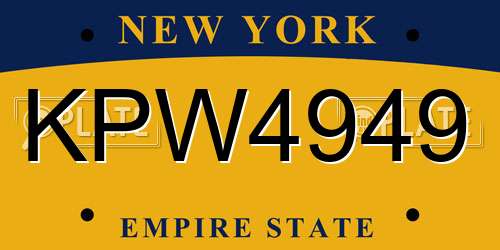 KPW4949 New York License Plate